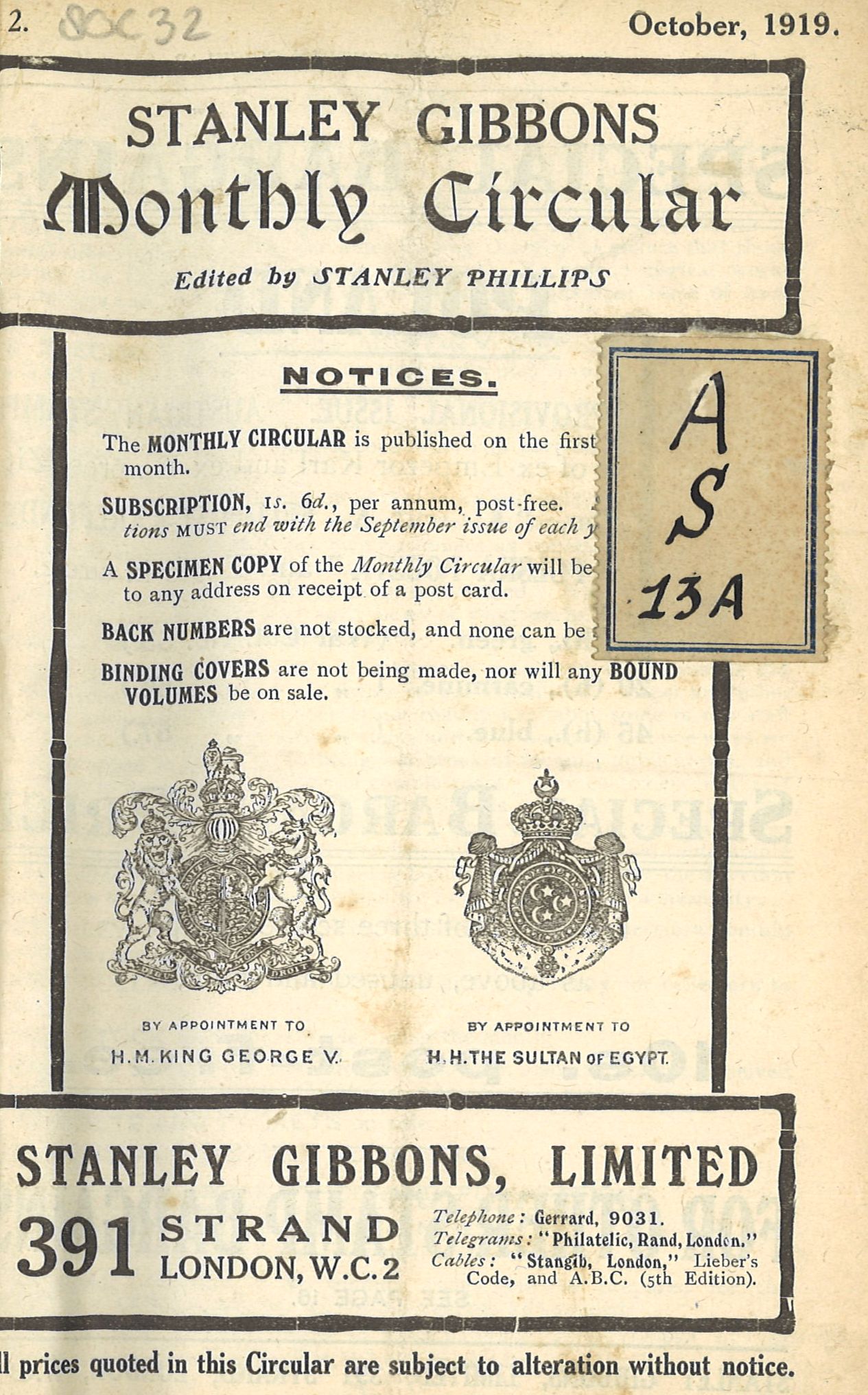 STANLEY GIBBONS MONTHLY CIRCULAR (Oct. 1919August 1921) · Phil*Creativ