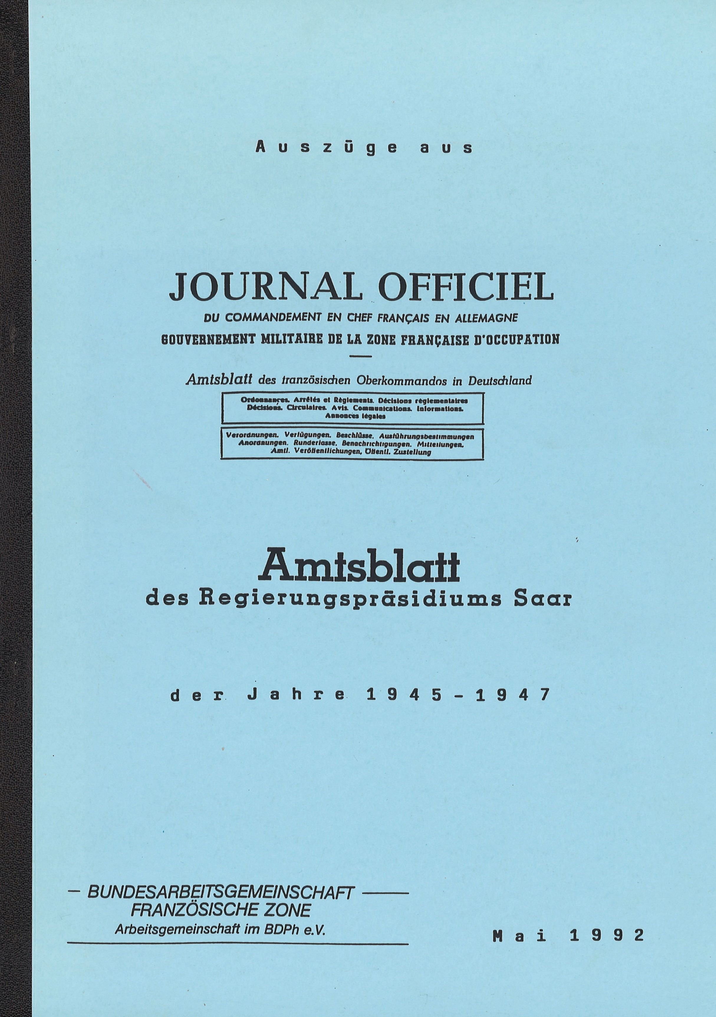 Amtsblatt des Regierungspräsidiums Saar 19451947 · Phil*Creativ GmbH