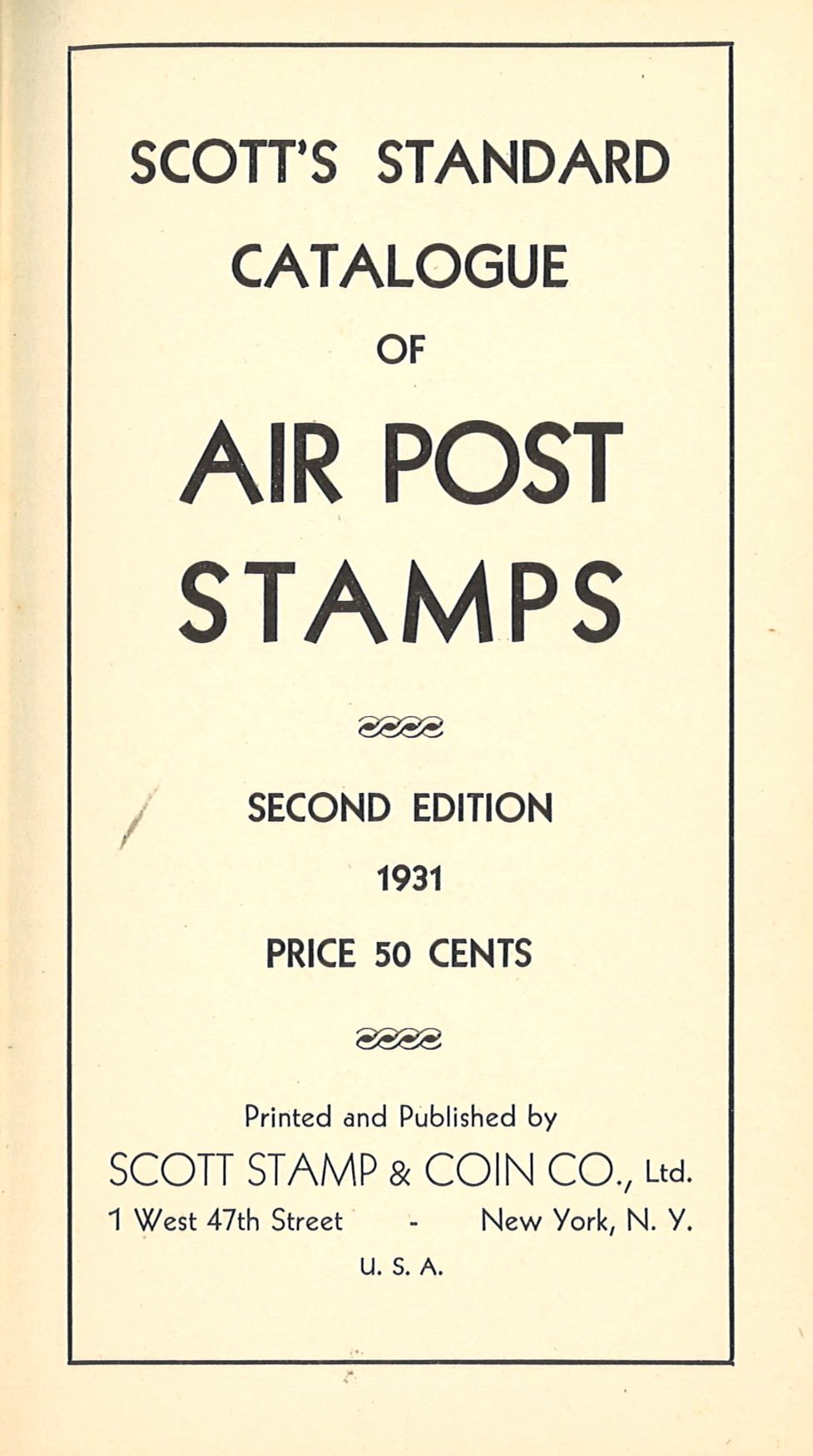 Scott's Standard Catalogue of Air Post Stamps (2nd edition 1931) · Phil