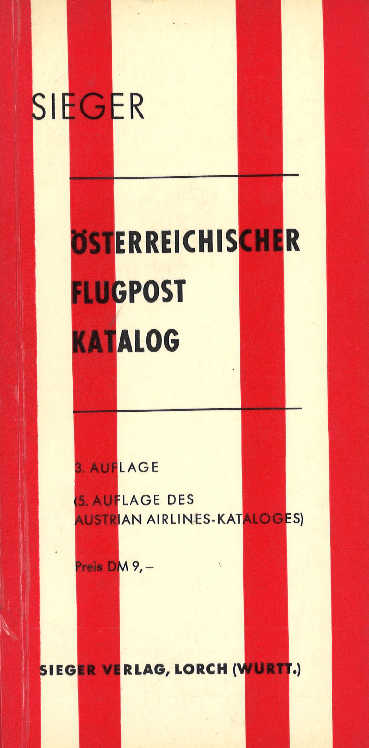 SIEGER Katalog der Flugpost der Austrian Airlines (1960 ff.) · Phil